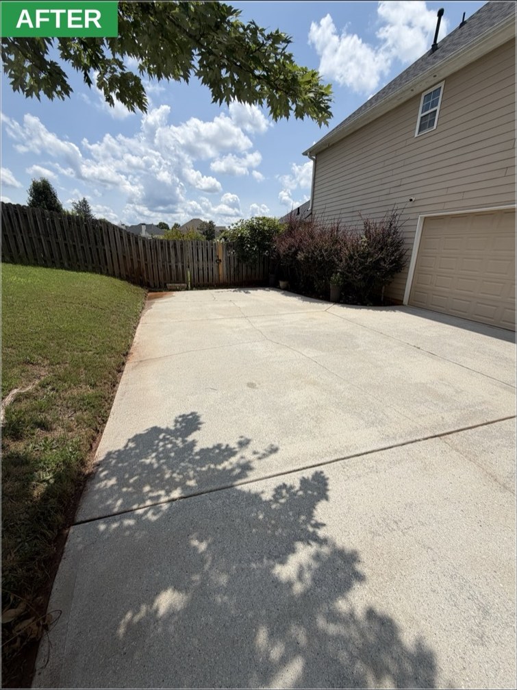 Driveway after pressure washing