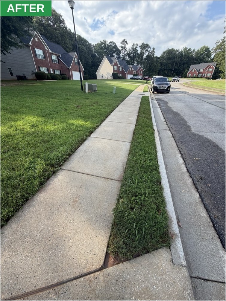 Sidewalk after pressure washing