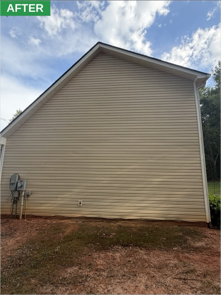 House siding after pressure washing